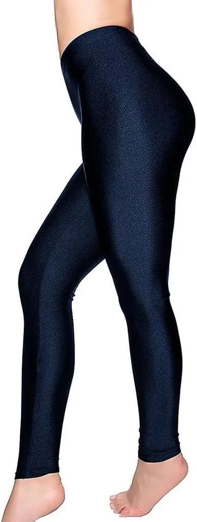 Romastory Women's Stretched Shiny Sports Leggings Mid-Waist Elastic Pants Shining Leggings Tights