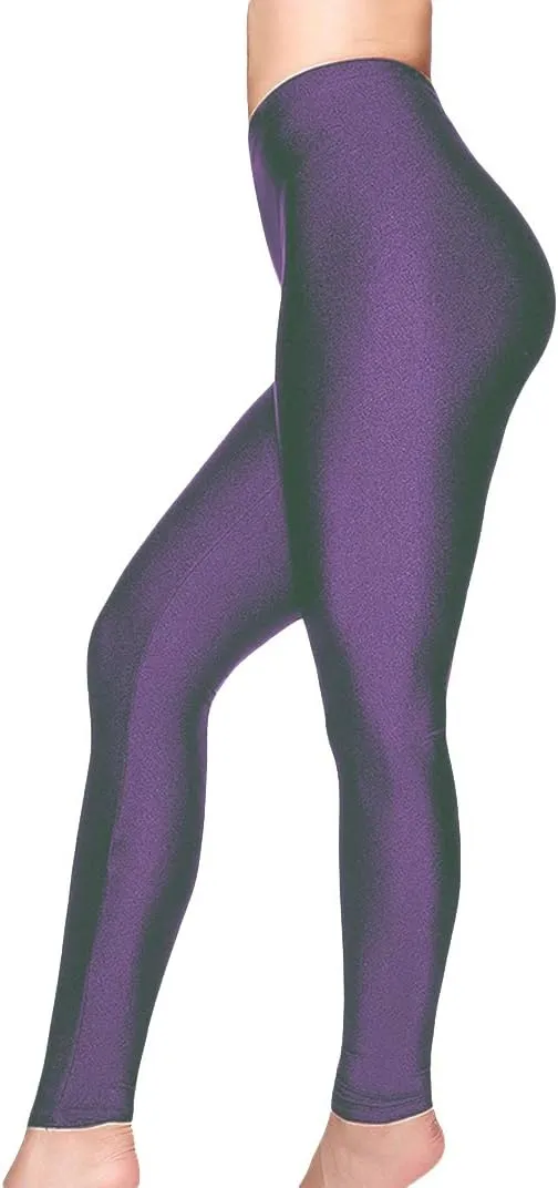 Romastory Women's Stretched Shiny Sports Leggings Mid-Waist Elastic Pants Shining Leggings Tights