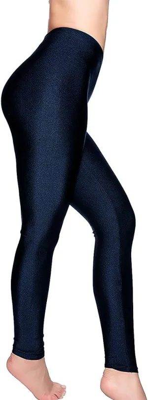 Romastory Women's Stretched Shiny Sports Leggings Mid-Waist Elastic Pants Shining Leggings Tights