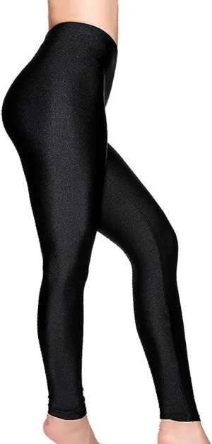 Romastory Women's Stretched Shiny Sports Leggings Mid-Waist Elastic Pants Shining Leggings Tights
