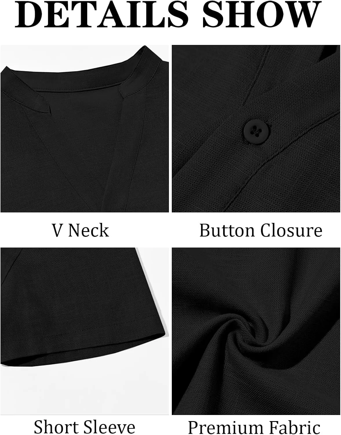 Runcati Mens Casual Henley Shirts Linen Short Sleeve V Neck Band Collar Shirt Beach Summer Hippie Lightweight Tops