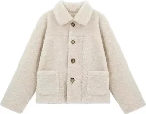 SHAOBGE Fleece Coats for Women Women'S Fashion Lapel Autumn/Winter Warm Lamb Wool And Fleece Padded Fleece Shirt Jacket