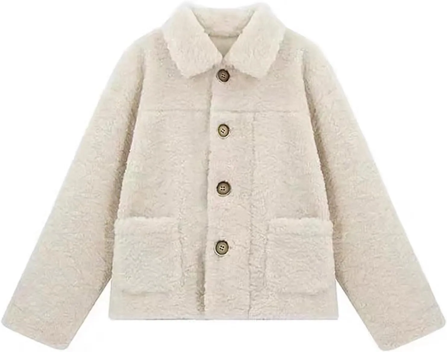 SHAOBGE Fleece Coats for Women Women'S Fashion Lapel Autumn/Winter Warm Lamb Wool And Fleece Padded Fleece Shirt Jacket