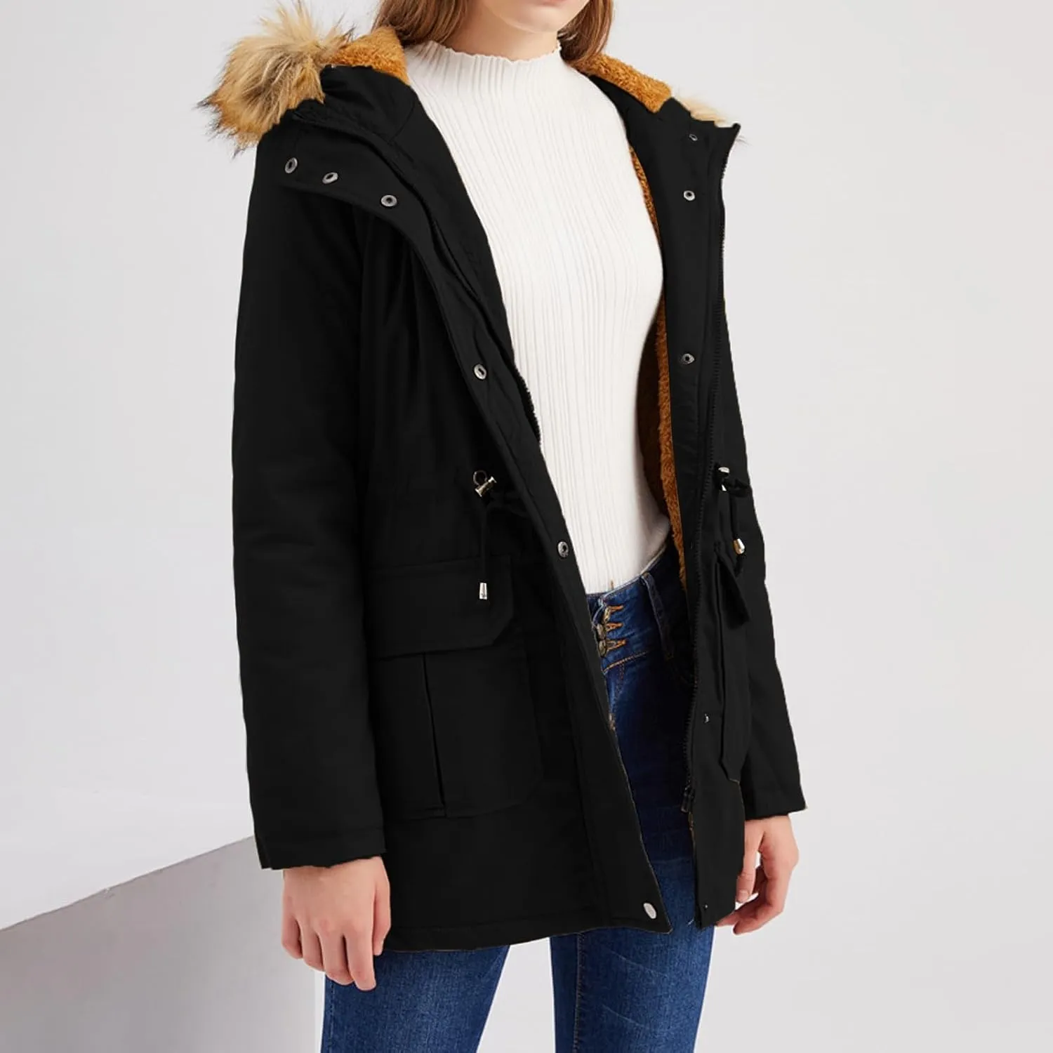 SHAOBGE Puffer Jacket Womens Xnova Womens Winter Parka Jackets Fleece Lined Coats Ladies Padded Thermal Winter