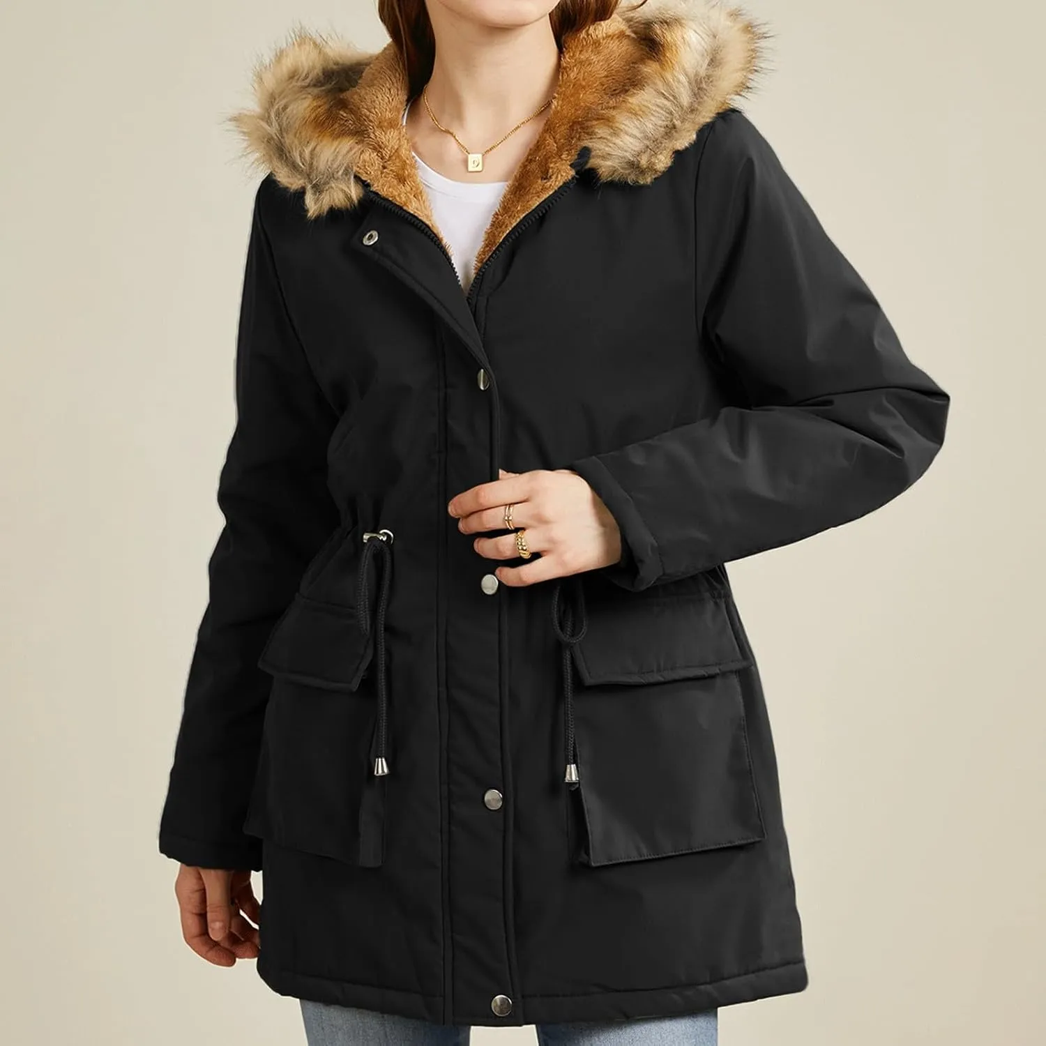 SHAOBGE Puffer Jacket Womens Xnova Womens Winter Parka Jackets Fleece Lined Coats Ladies Padded Thermal Winter