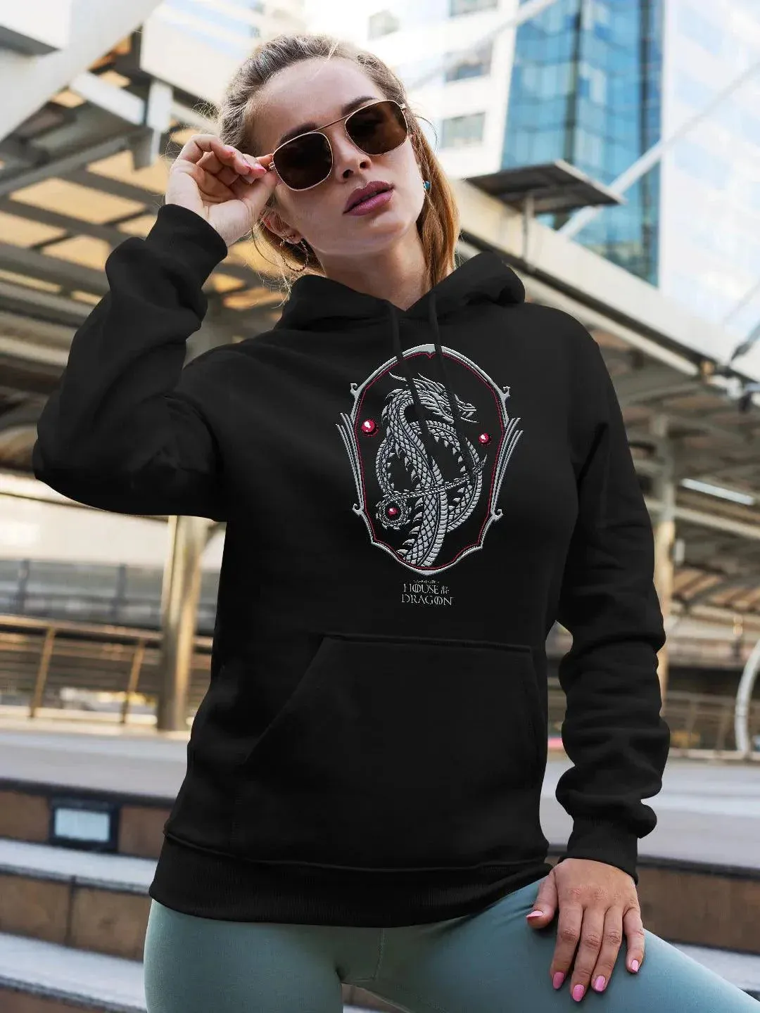 Silver Dragon Crest - Women Hoodie Black Colour (No Cod Allowed On This Product)- Prepaid Orders Only