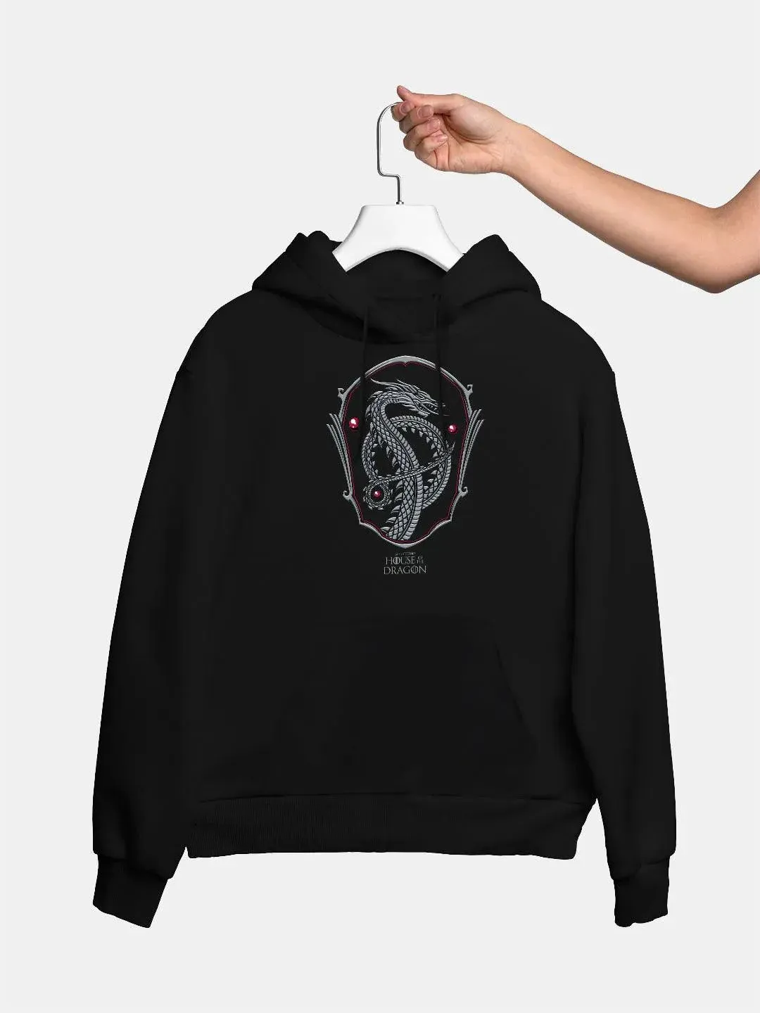 Silver Dragon Crest - Women Hoodie Black Colour (No Cod Allowed On This Product)- Prepaid Orders Only
