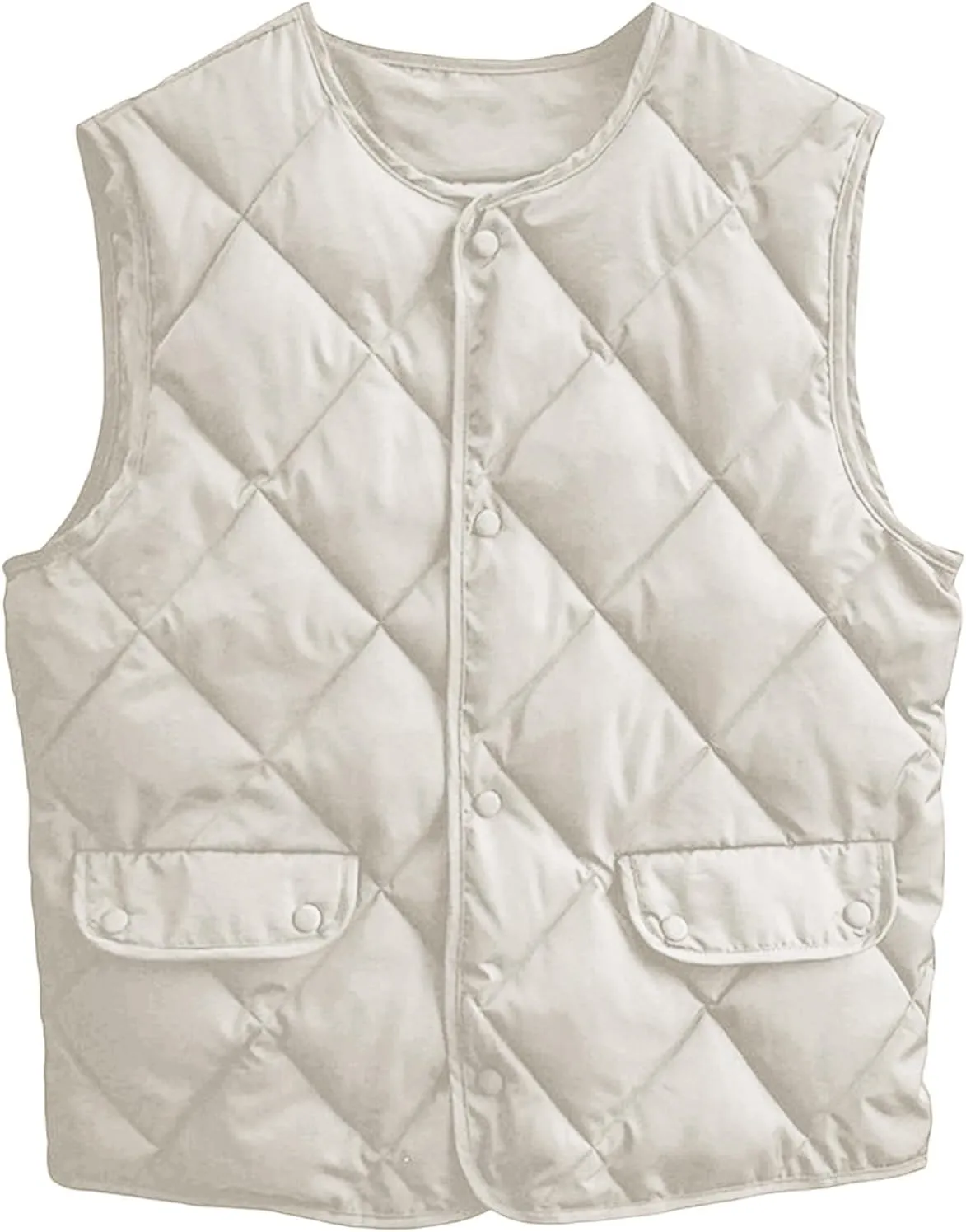 Smoneyful Womens Quilted Vest Lightweight Sleeveless Cotton-Padded Coat Button Down Casual Puffer Jacket Fall Puffy Gilet