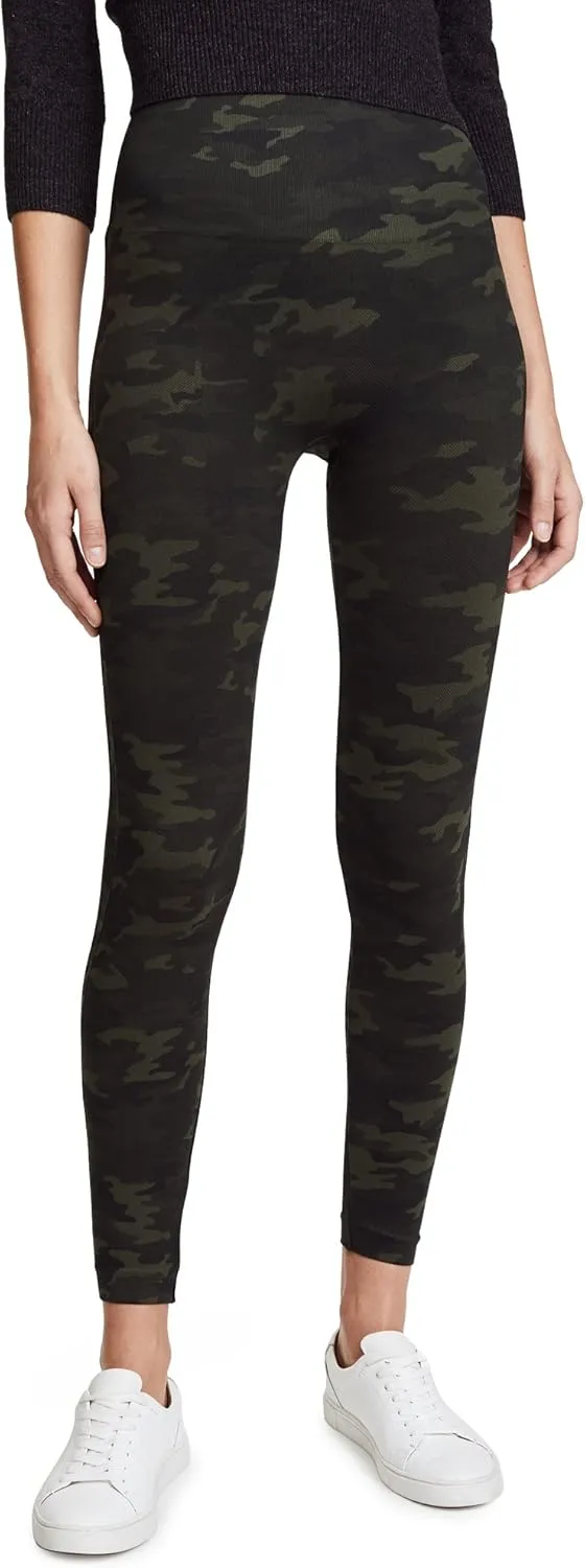 SPANX Leggings for Women Look at Me Now Seamless Leggings Green Camo MD
