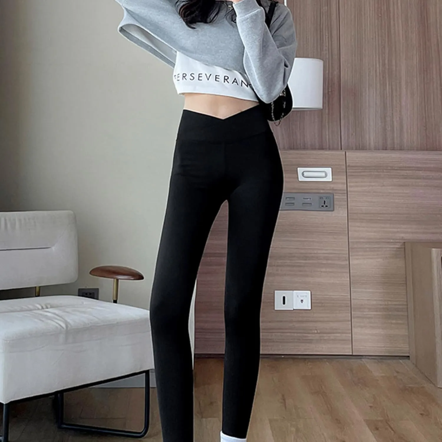 Sports Running Workout Gym Leggings,Akimbo Waist Leggings,Black,M,Gym Leggings Women high Waist