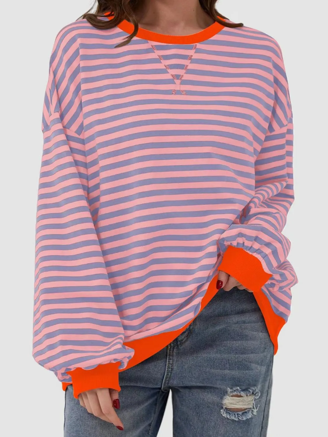 Stripe Boyfriend Long Sleeve Shirt