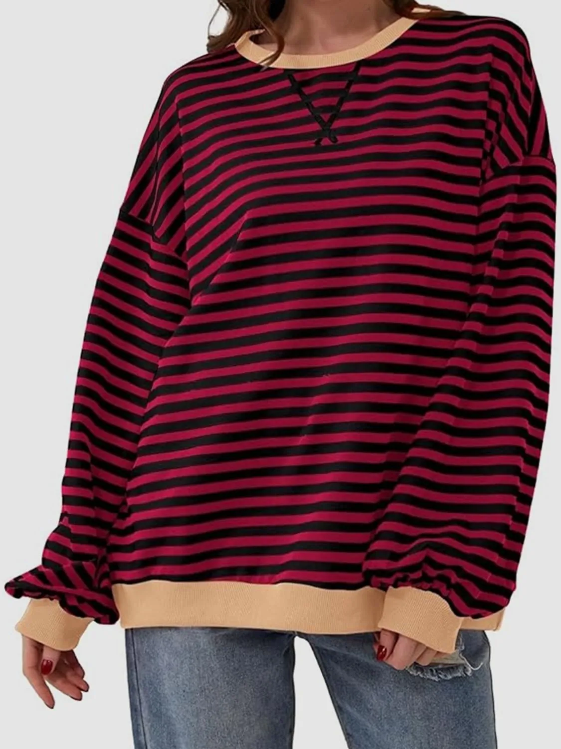 Stripe Boyfriend Long Sleeve Shirt