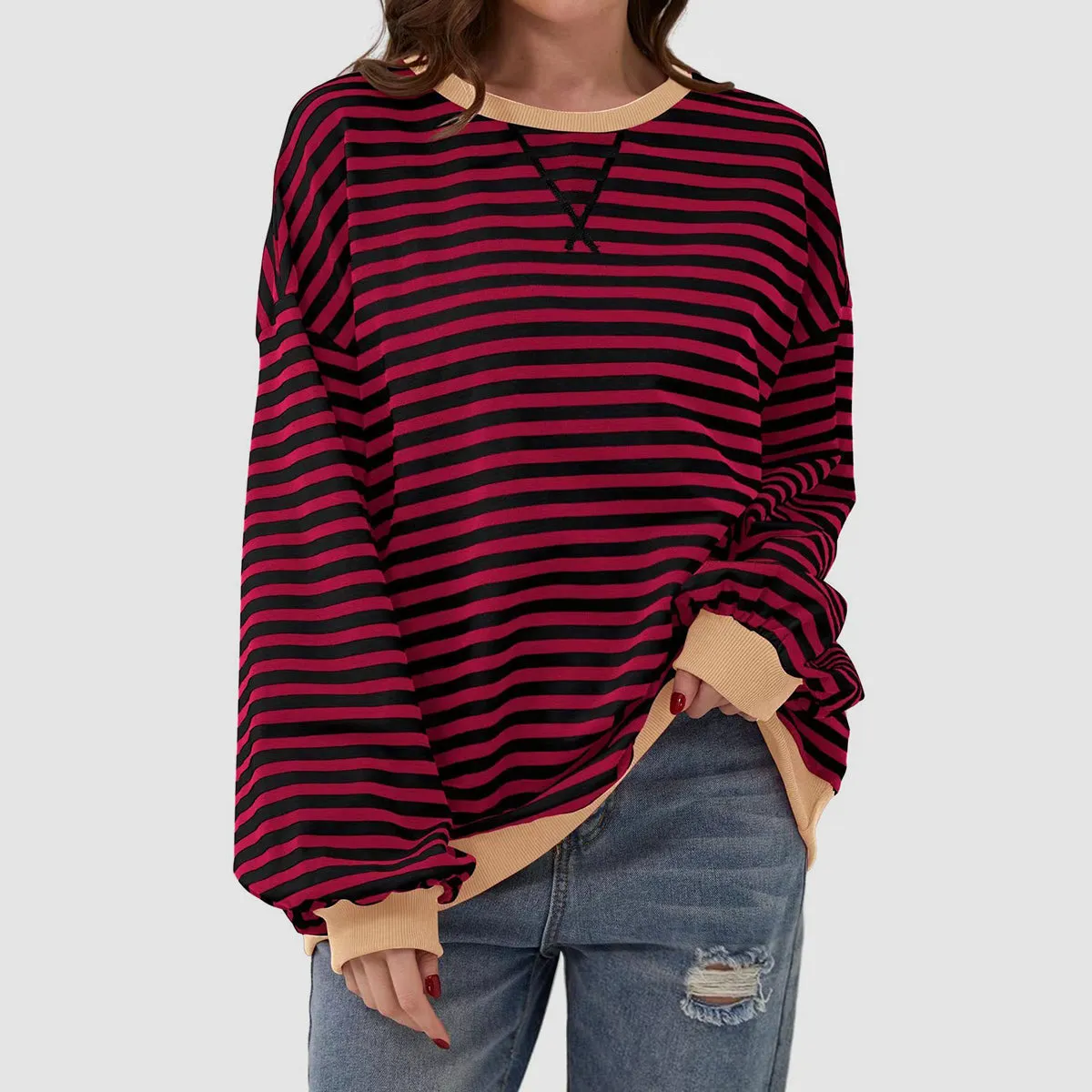 Stripe Boyfriend Long Sleeve Shirt
