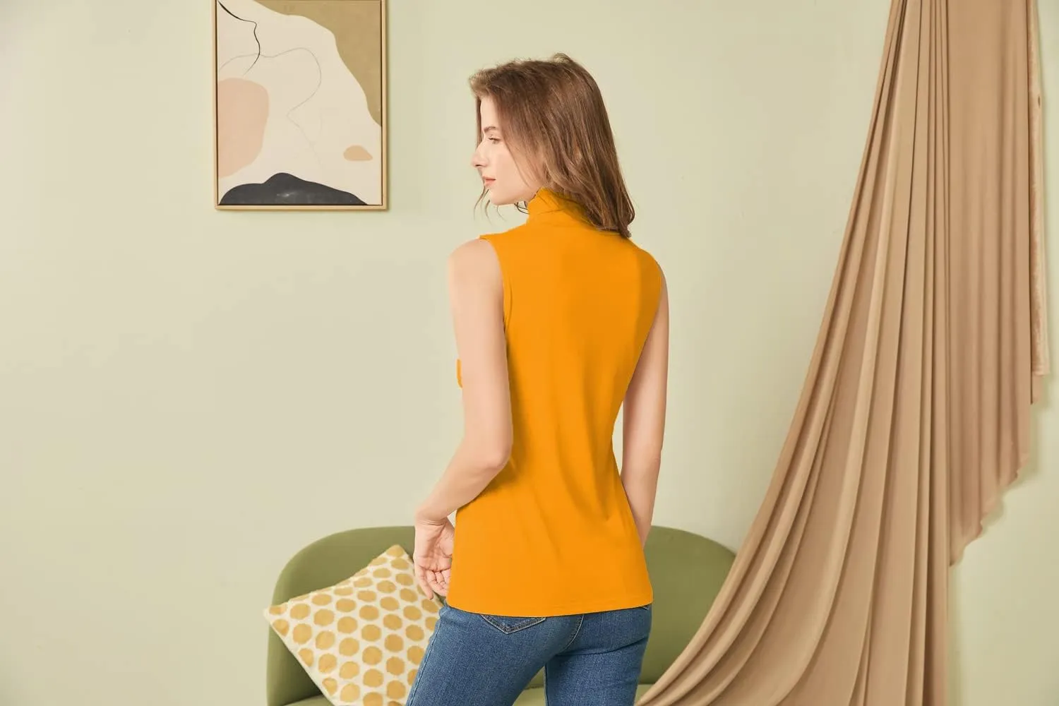Sunfaynis Women's Soft Cotton Mock Turtleneck Shirt Baselayer Tops Underwear Shirt