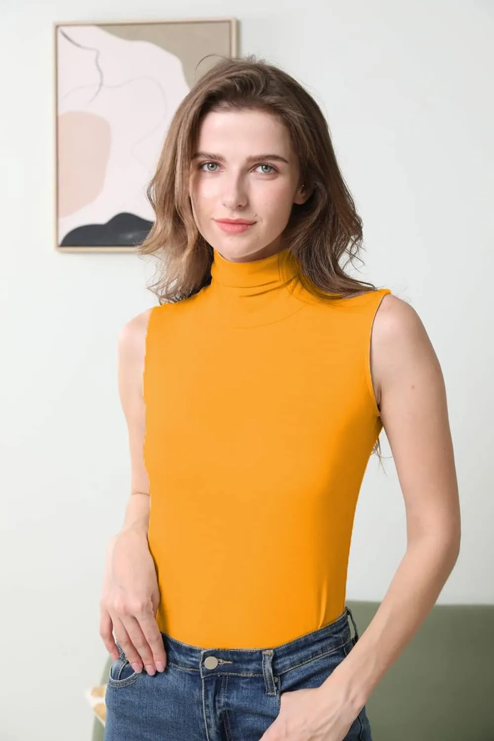 Sunfaynis Women's Soft Cotton Mock Turtleneck Shirt Baselayer Tops Underwear Shirt