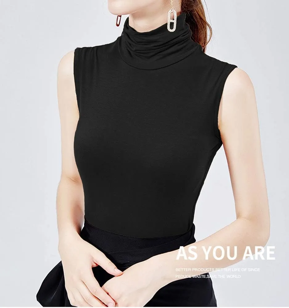 Sunfaynis Women's Soft Cotton Mock Turtleneck Shirt Baselayer Tops Underwear Shirt