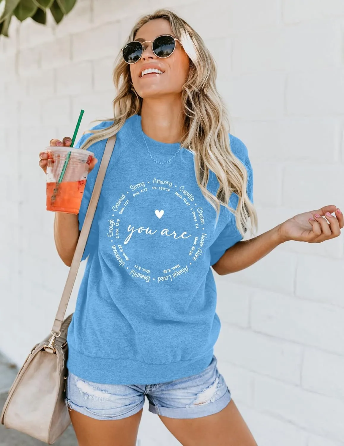 SUPEYA You are Inspiration Sweatshirt Women Christian TShirt Cute Heart Long Sleeve Blessed Saying Tops