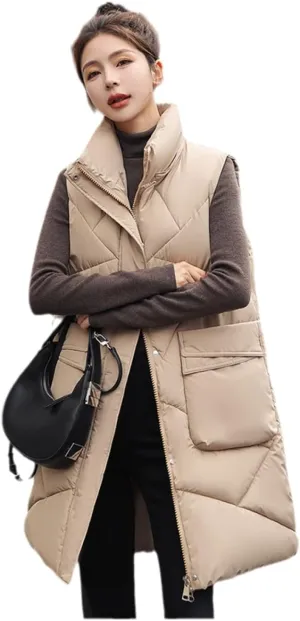 SWEPER Women's Down Vest - Autumn Winter Elegant Women Hooded Cotton Padded Vest Warm Female Sleeveless Jacket Solid Mid