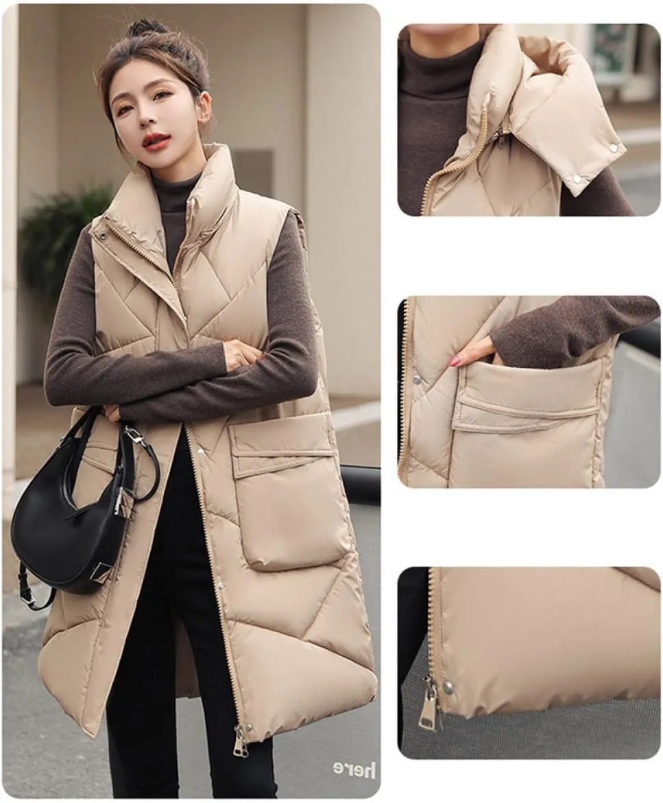 SWEPER Women's Down Vest - Autumn Winter Elegant Women Hooded Cotton Padded Vest Warm Female Sleeveless Jacket Solid Mid