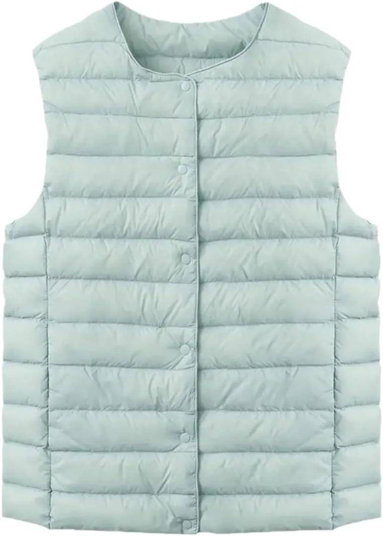 SWEPER Women'S Down Vest - Autumn Winter O Collar Ultra Light Slim Down Coat Women Sleeveless Vest Jacket Female Thin