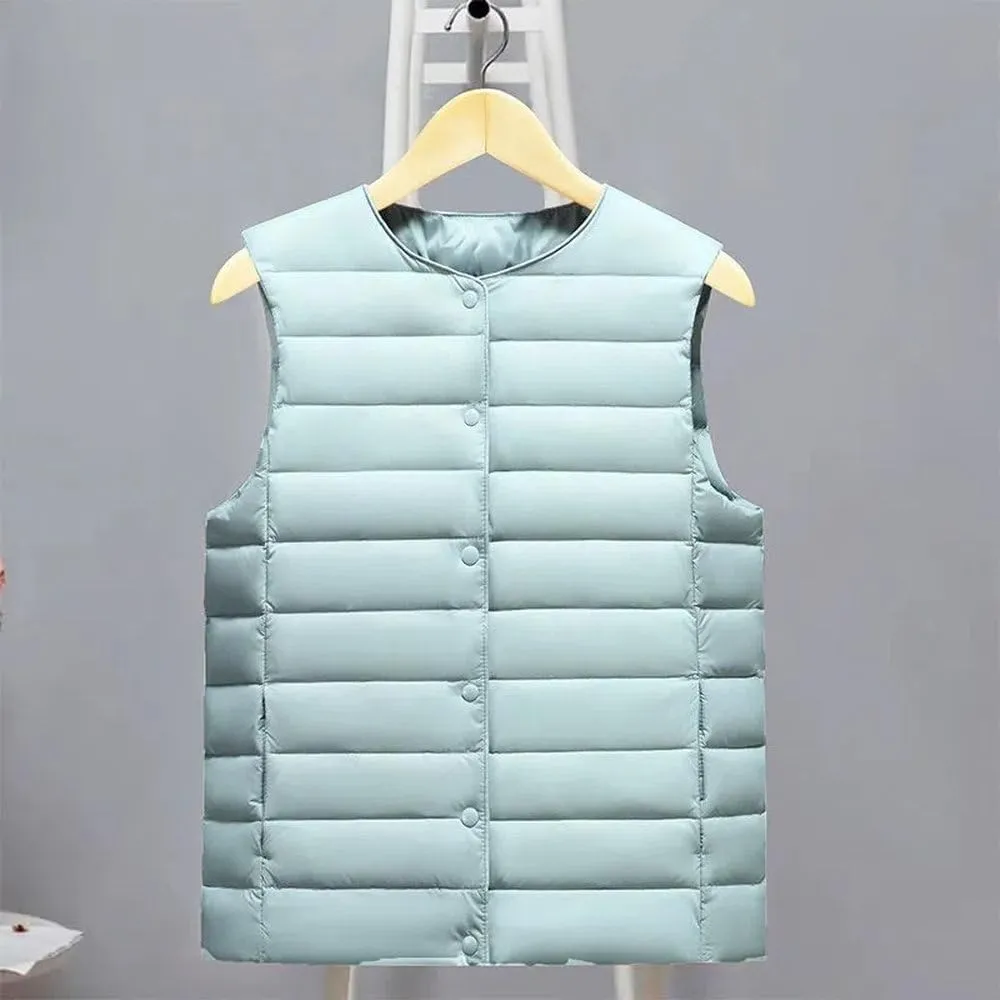 SWEPER Women'S Down Vest - Autumn Winter O Collar Ultra Light Slim Down Coat Women Sleeveless Vest Jacket Female Thin