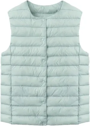 SWEPER Women'S Down Vest - Autumn Winter O Collar Ultra Light Slim Down Coat Women Sleeveless Vest Jacket Female Thin