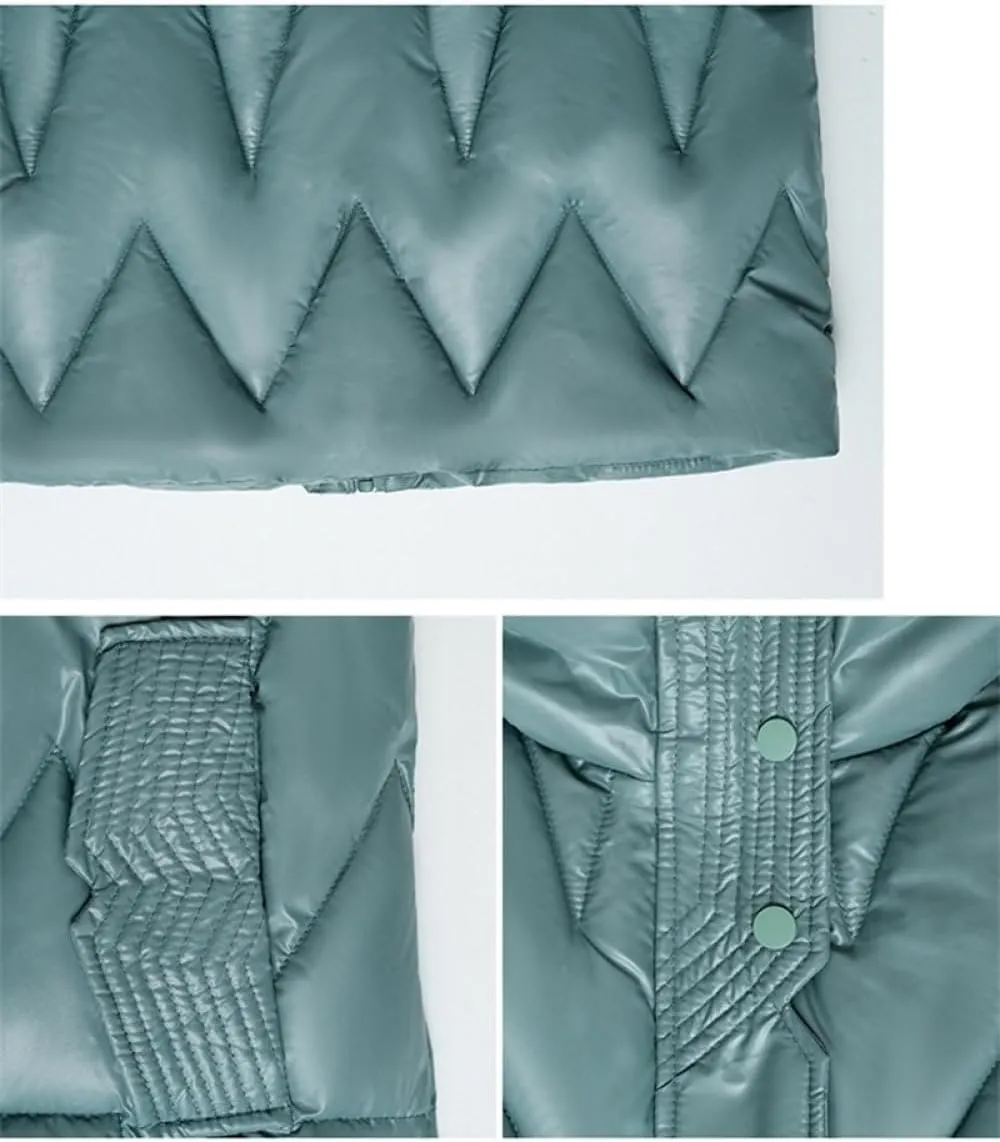 SWEPER Women'S Down Vest - Cotton Padded Jacket Waistcoat Glossy Down Coat Women Autumn Winter Loose Warm Sleeveless Jacket
