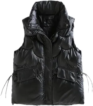 SWEPER Women'S Down Vest - Women Winter Vests Cotton Padded Sleeveless Coat Female Waterproof Waistcoat Student Short Vest