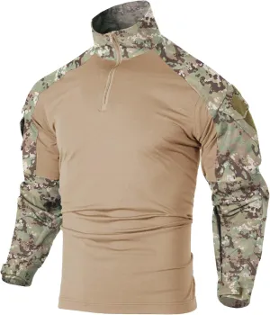 Tactical Shirt for Men G3 Camo Combat Shirt Long Sleeve BDU Military Shirt 1/4 Zip with Pockets