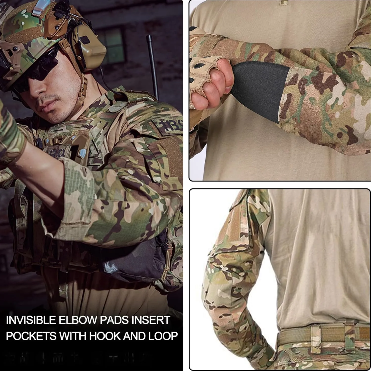 Tactical Shirt for Men G3 Camo Combat Shirt Long Sleeve BDU Military Shirt 1/4 Zip with Pockets