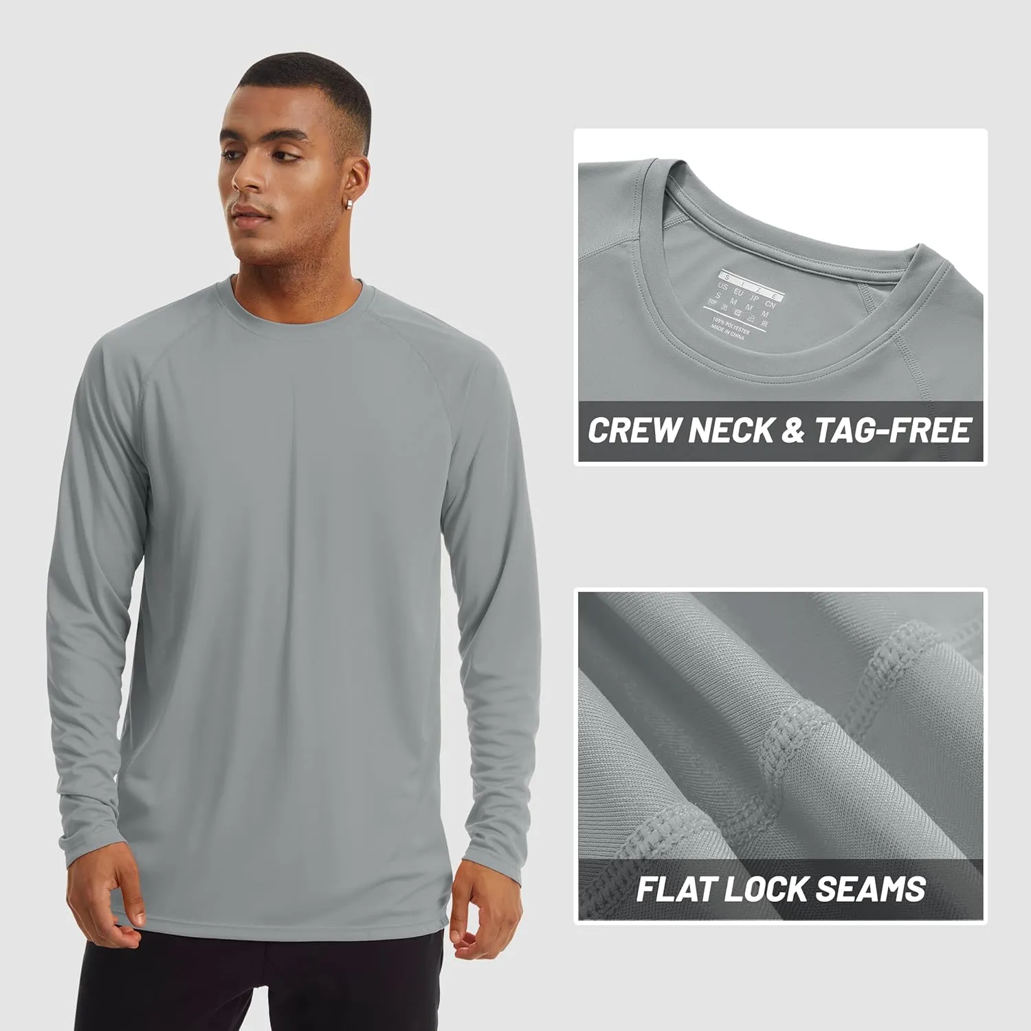 TACVASEN Men's Sun Shirt UPF 50  Long Sleeve UV Protection Lightweight Rash Guard Swim Shirt Quick Dry Fishing T-Shirt