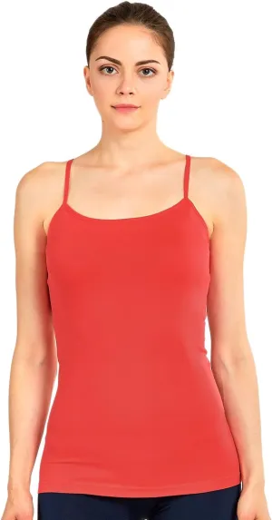 Tank Top - Women's Seamless Nylon Camisole Tank Top - RED