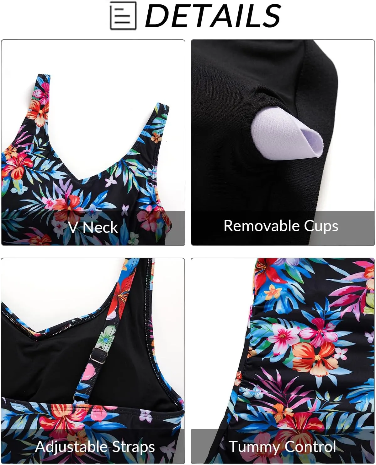 Tankini Swim Top Only - Tummy Control Bathing Suit Top Modest Swimsuit Top No Bottom