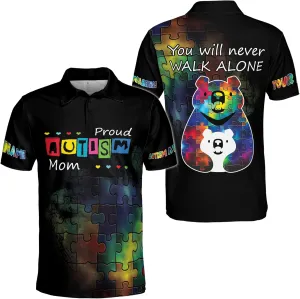 ThuhaTree Store Personalized Name Autism Awareness Hearts Colorful Men & Women Polo Shirt S-5XL, Polo Autism Shirt