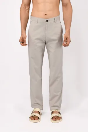 TIMELESS COTTON CHINOS- LINEN FEELS IN LIGHT GREY