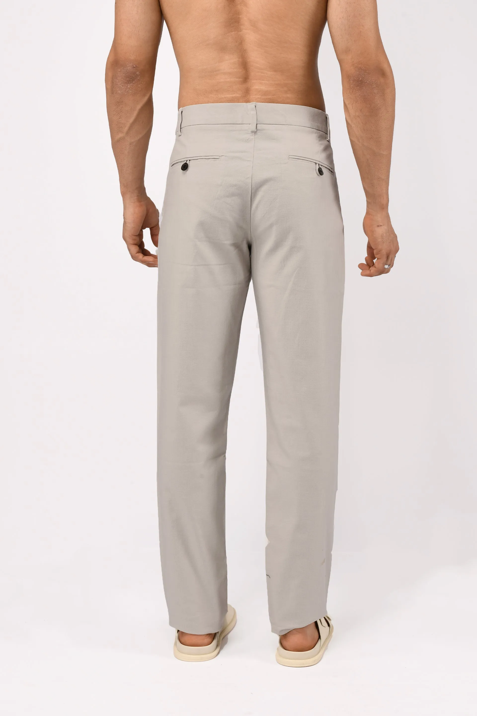 TIMELESS COTTON CHINOS- LINEN FEELS IN LIGHT GREY