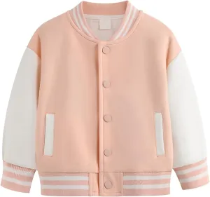 Toddler Baby Boy Girl Baseball Jacket Y2 Varsity Bomber Jackets Print Color Block Button Letterman