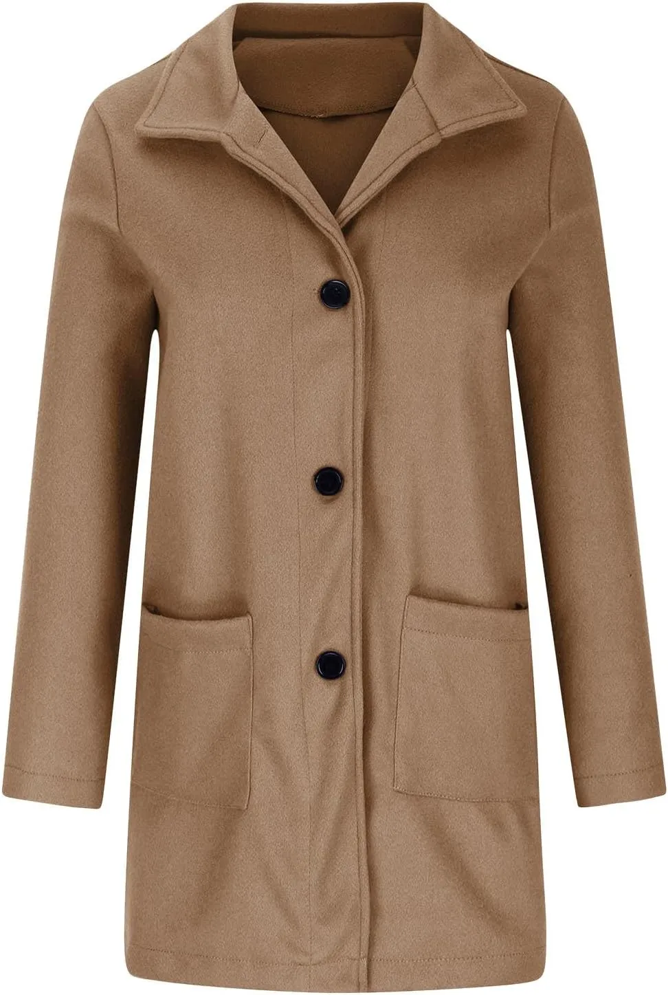 Trench Coat for Women Wool Blend Casual Coat Single Breasted Stand Collar Slim Fit Dressy Jackets with Pockets