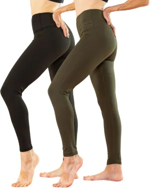TRIUNION 2 Pack High Waisted Leggings for Women No See-Through Tummy Control Yoga Leggings for Women Workout Running Leggings