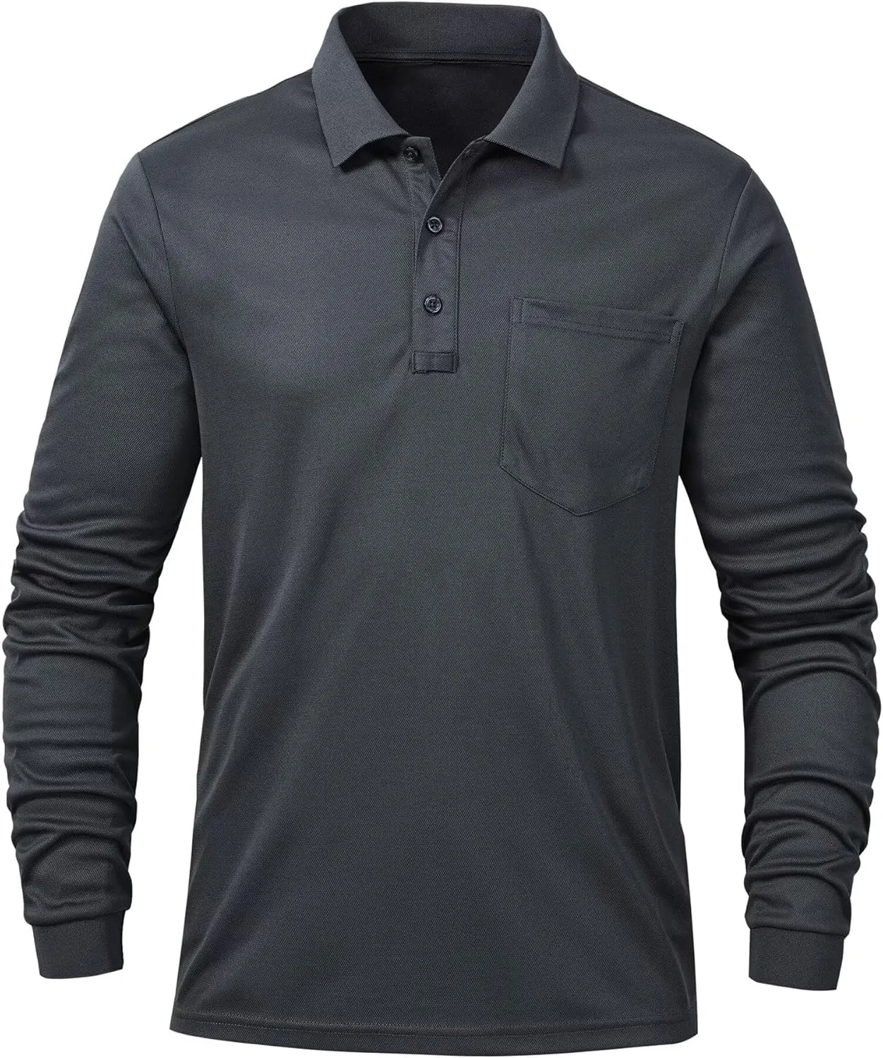 Tyhengta Men's Polo Shirt Long Sleeve Quick Dry Athletic Performance Shirts Pique Golf Shirt