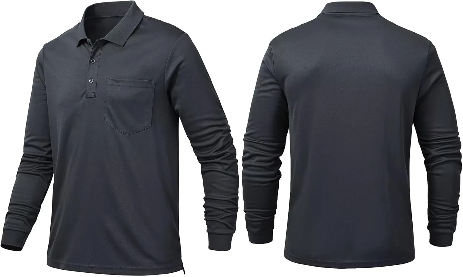 Tyhengta Men's Polo Shirt Long Sleeve Quick Dry Athletic Performance Shirts Pique Golf Shirt