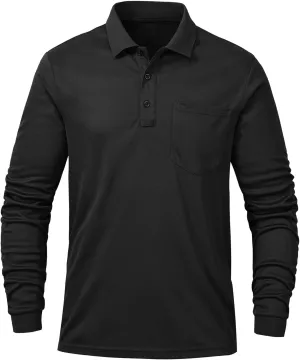 Tyhengta Men's Polo Shirt Long Sleeve Quick Dry Athletic Performance Shirts Pique Golf Shirt
