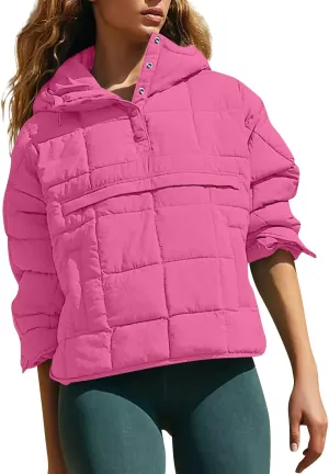 UOFOCO Womens Puffer Jacket with Hood Winter Packable Pullover Down Jackets Winter Quilted Jacket Coats for Women 2024