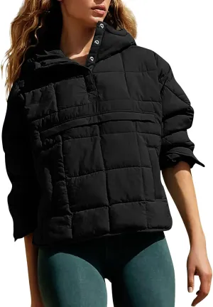 UOFOCO Womens Puffer Jacket with Hood Winter Packable Pullover Down Jackets Winter Quilted Jacket Coats for Women 2024