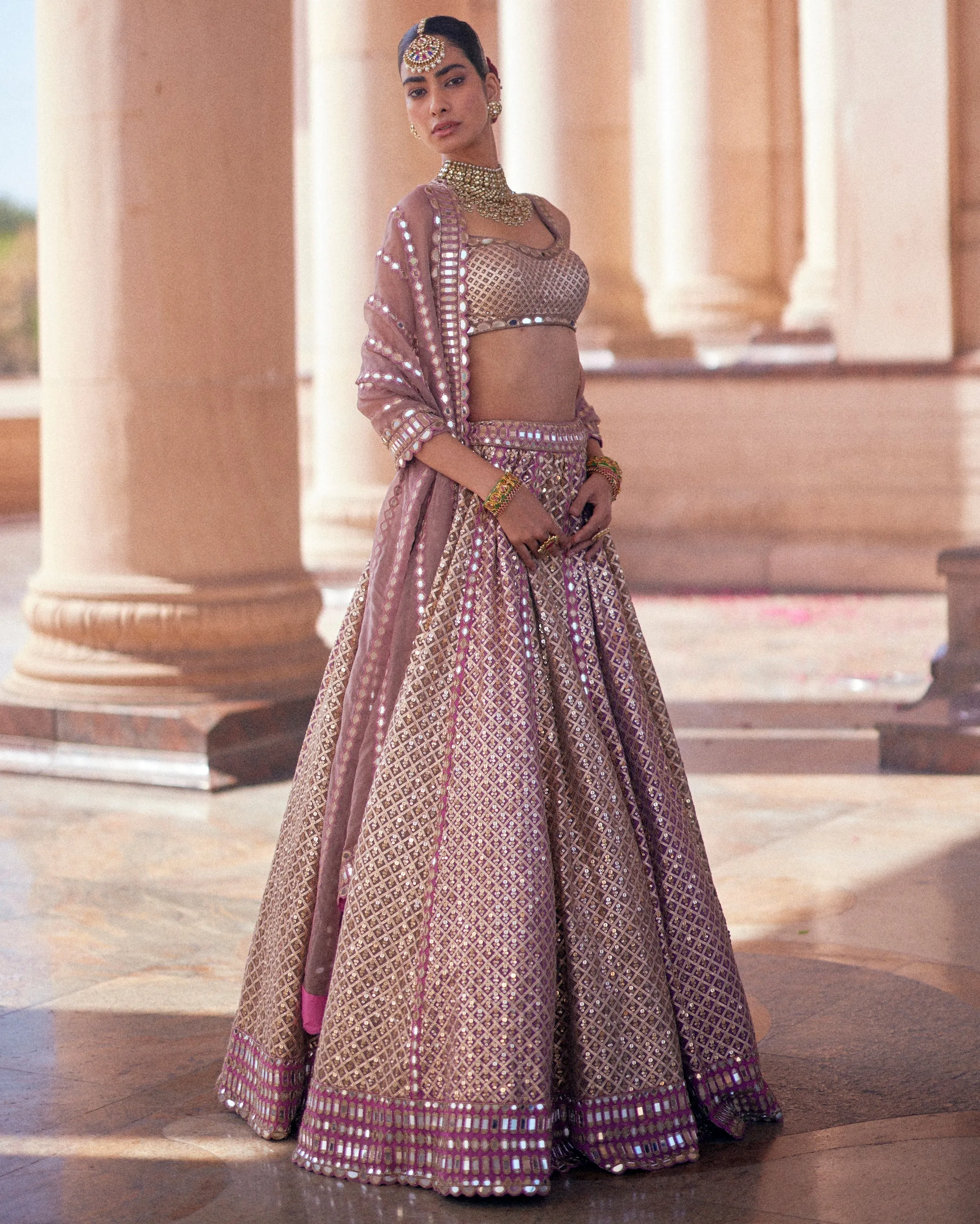 Vibrant Deep Beige Lehenga Set