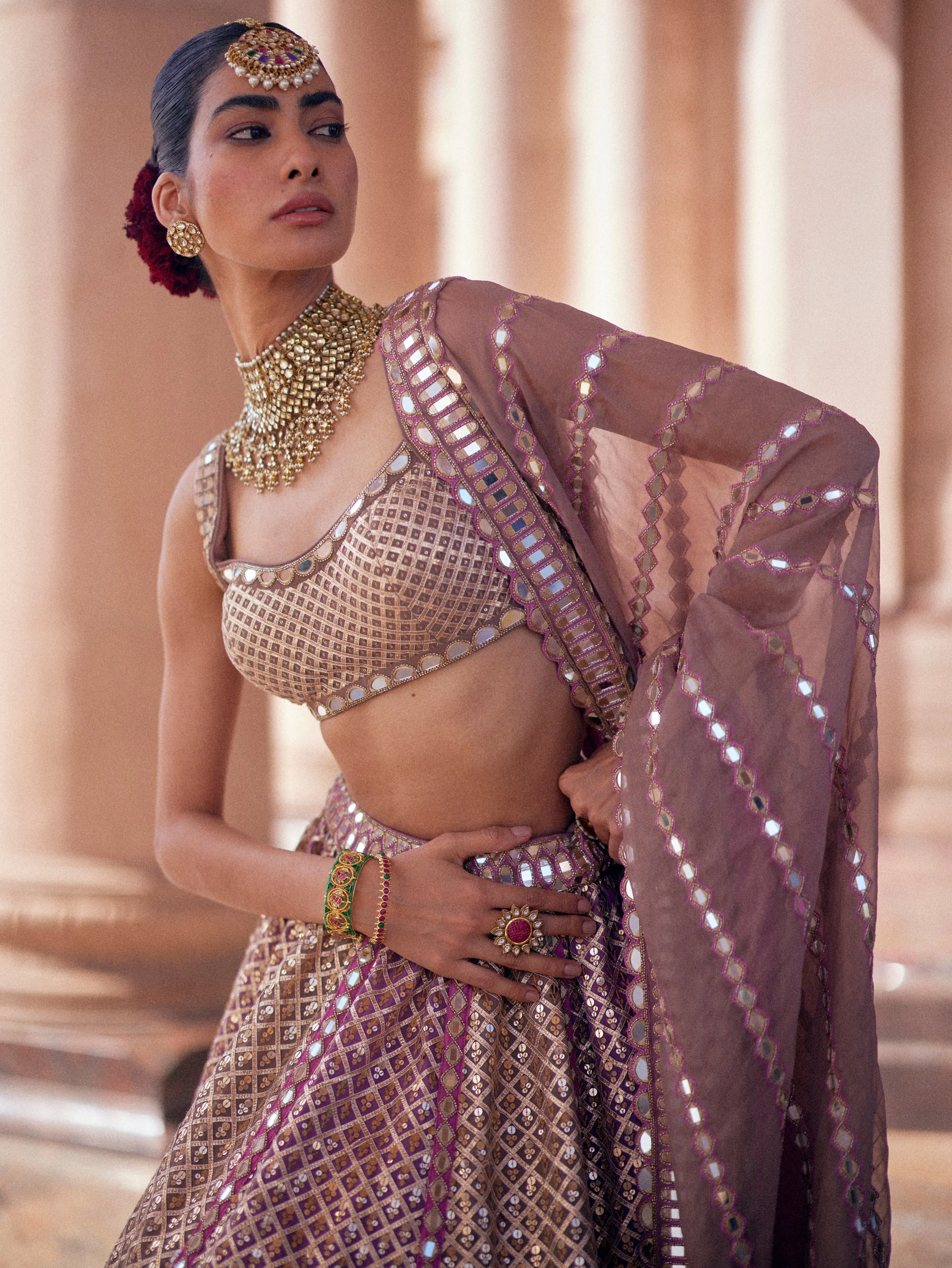 Vibrant Deep Beige Lehenga Set