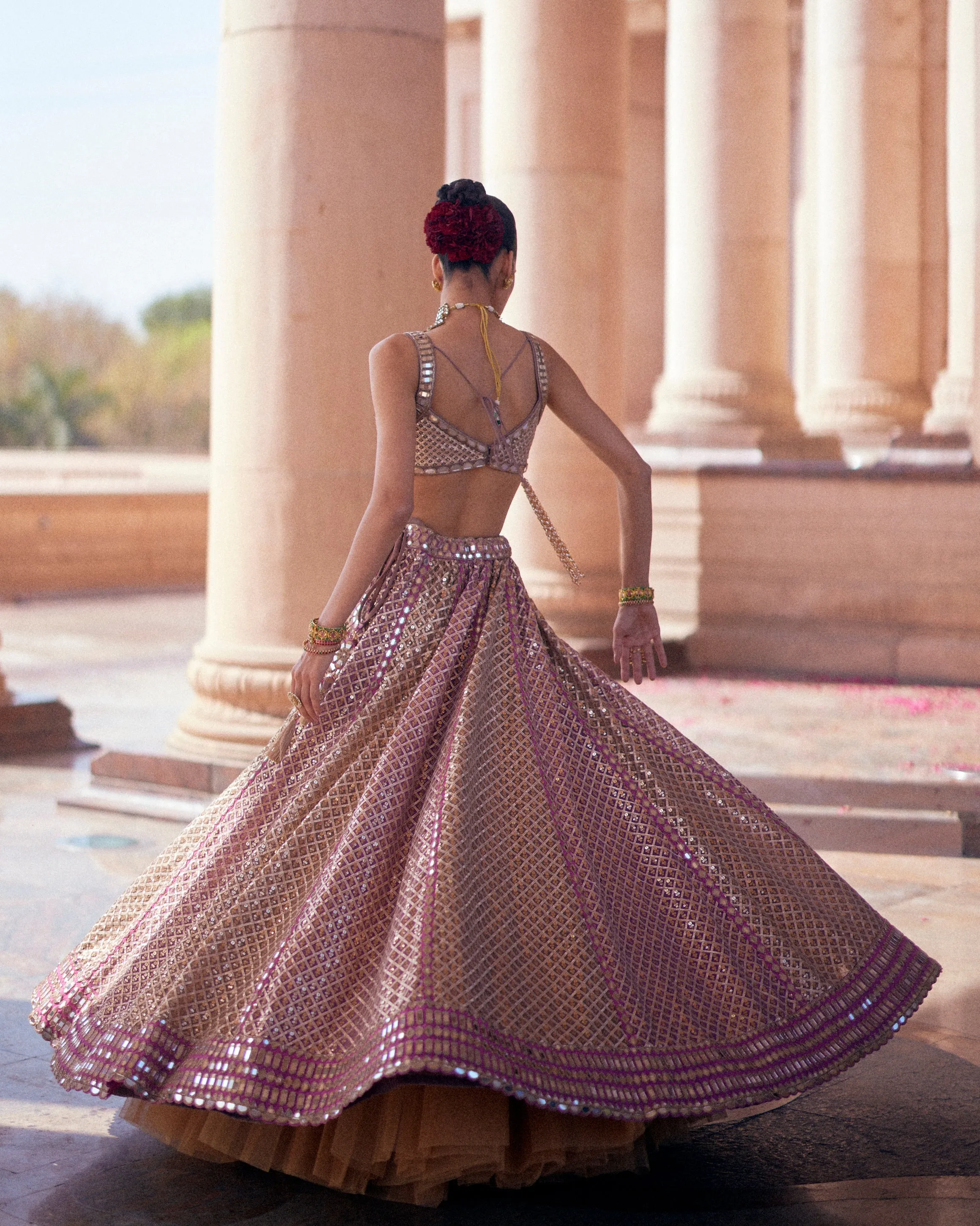 Vibrant Deep Beige Lehenga Set