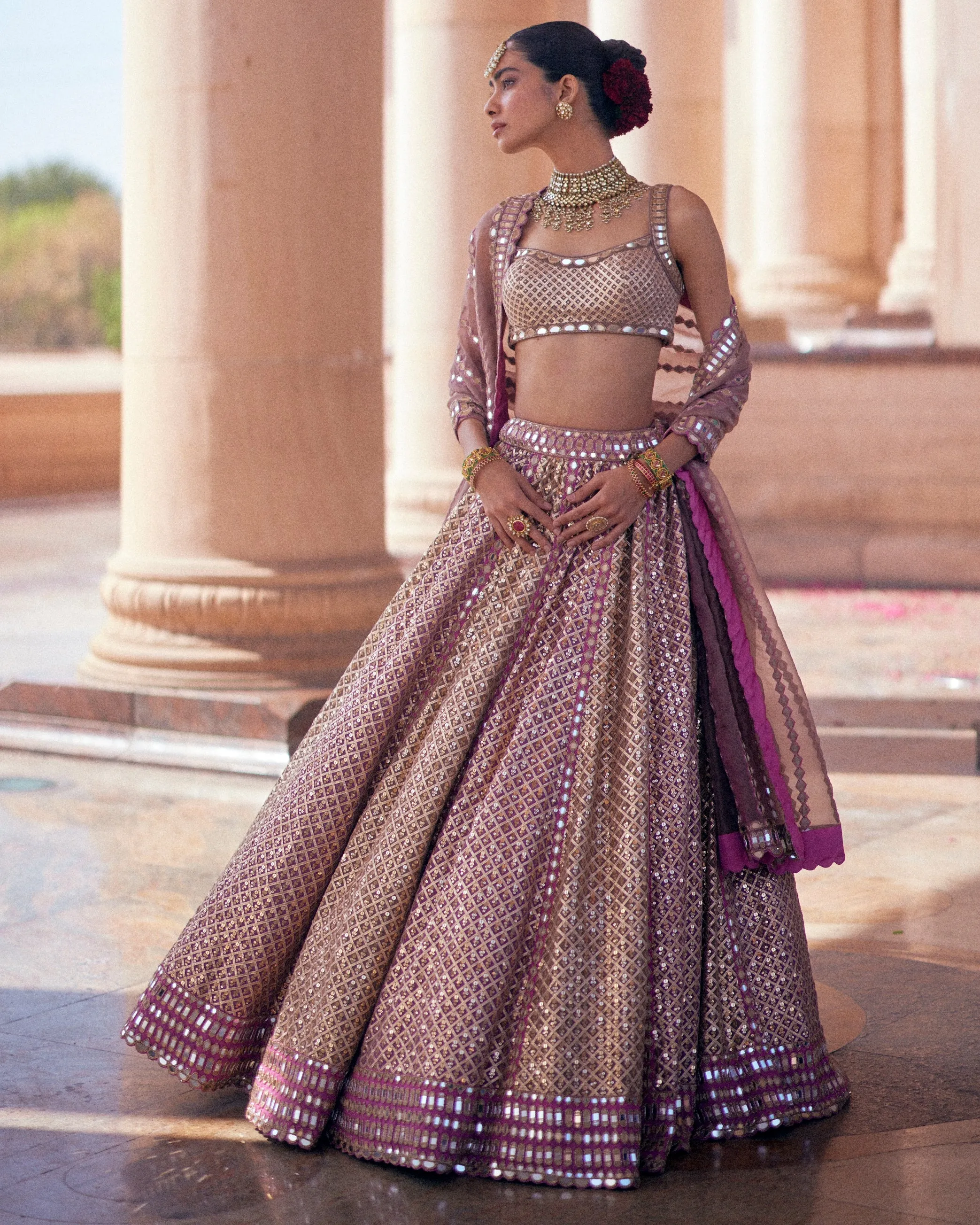 Vibrant Deep Beige Lehenga Set