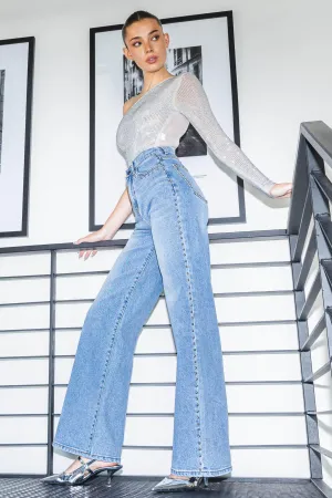 Vibrant Stud Wide Leg Jeans