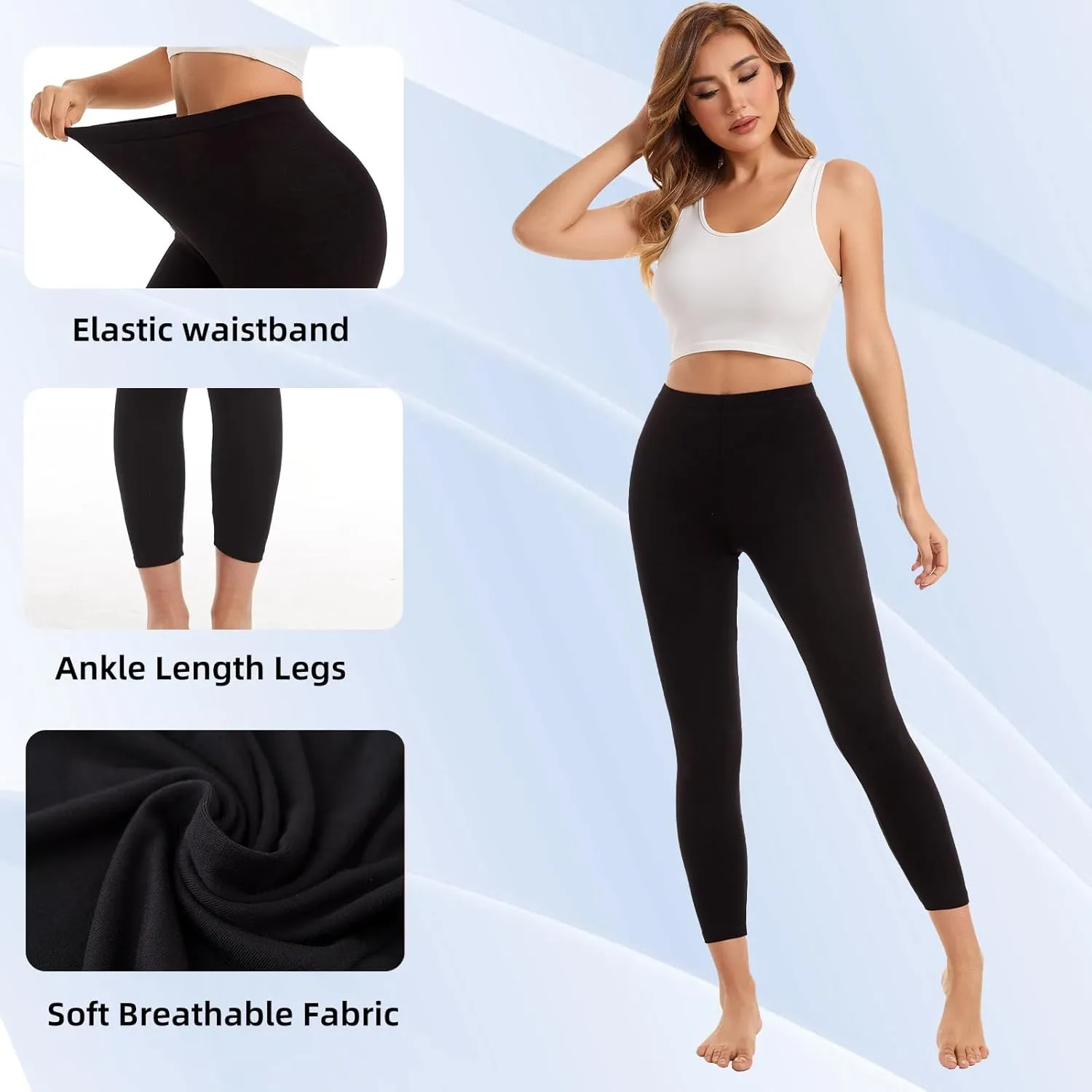 Vinconie Thin Leggings for Women Yoga Pants Workout Leggings Full Length Soft